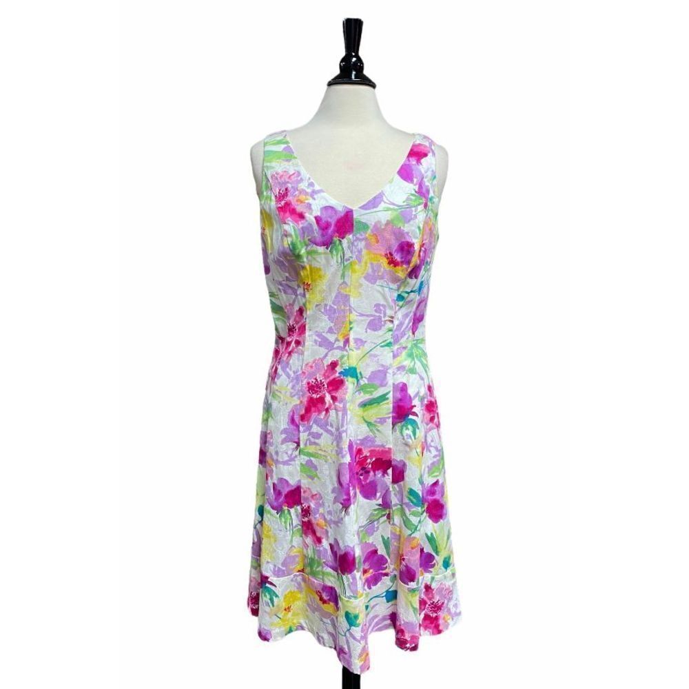 Chaps Floral Sleeveless Fit & Flare Dress Size 12